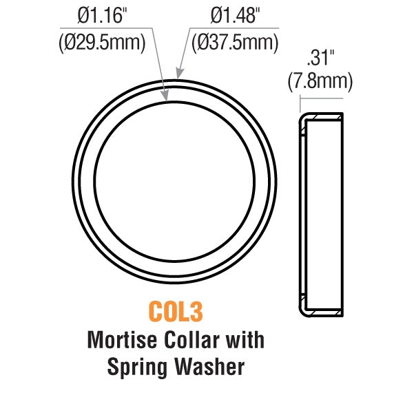 1/4" Mortise Cylinder Collar (Polished Bronze) w/ Spring Washer -by GMS