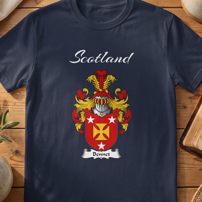 Bennet Scottish family shield T-shirt in Navy