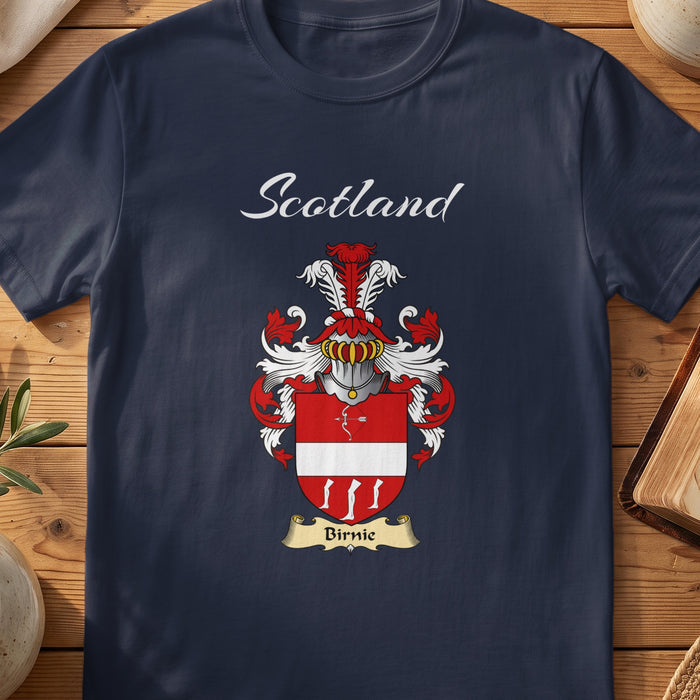 Birnie Scottish family shield T-shirt in Navy