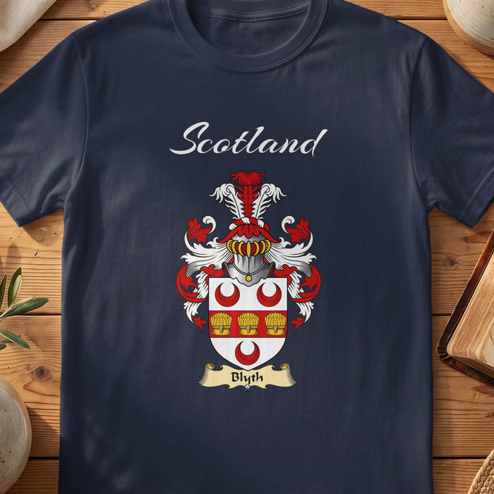 Blyth Scottish family shield T-shirt in Navy