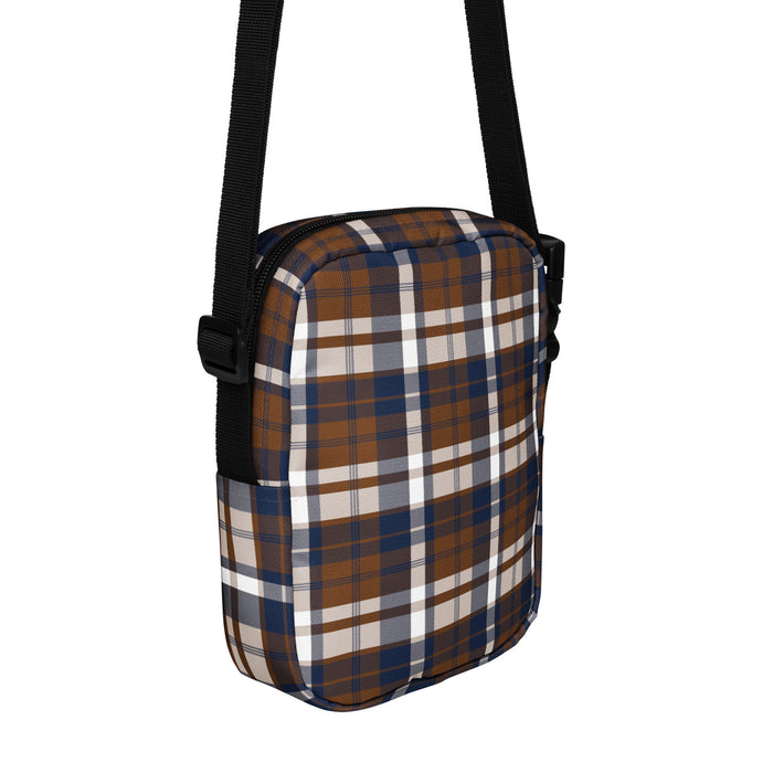 Brown and Navy Blue Plaid Crossbody Bag - Beach & Surf Style by Extremely Stoked®