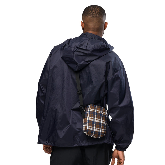Brown and Navy Blue Plaid Crossbody Bag - Beach & Surf Style by Extremely Stoked®