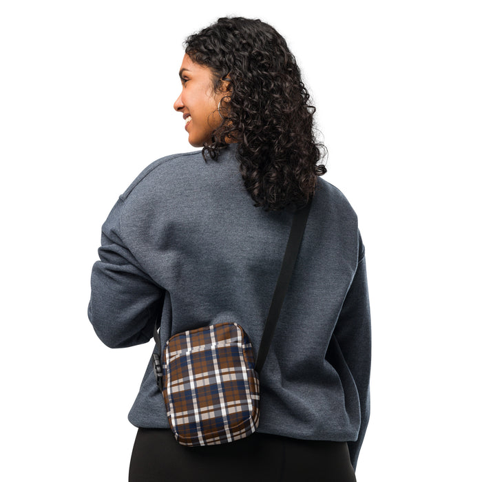 Brown and Navy Blue Plaid Crossbody Bag - Beach & Surf Style by Extremely Stoked®
