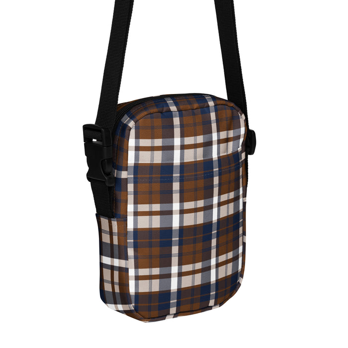 Brown and Navy Blue Plaid Crossbody Bag - Beach & Surf Style by Extremely Stoked®