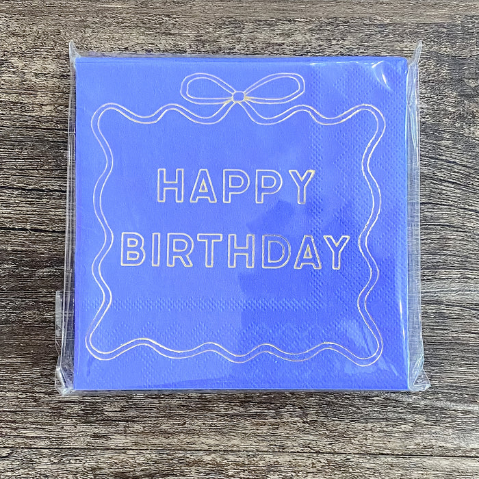 Happy Birthday Blue Bow Beverage Napkins - Lyla's: Clothing & Gifts - Online and Rockwall Texas Boutique