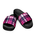 Hot Pink and Navy Blue Plaid Women’s Slides | Extremely Stoked® Surf-Style Sandals