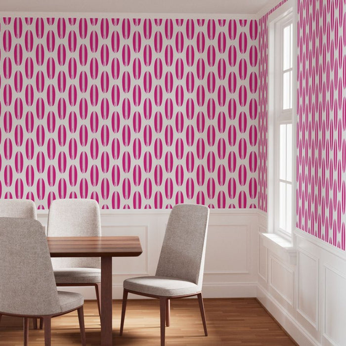 Hot Pink and Pink Classic Surfboards Wallpaper - Extremely Stoked® Eco Beach Luxe Collection
