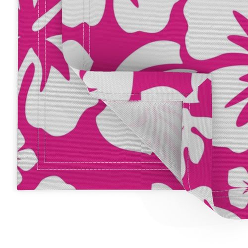 White Hawaiian Flowers on Hot Pink Placemats - Extremely Stoked