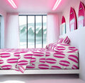Surfer Girl Pink, White and Soft Pink Classic Surfboards Sheet Set from Surfer Bedding™️ Large Scale - Extremely Stoked