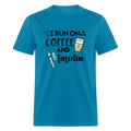 I Run On Coffee & Insulin Adult Unisex Softstyle T-Shirt - turquoise