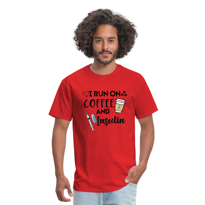 I Run On Coffee & Insulin Adult Unisex Softstyle T-Shirt - red