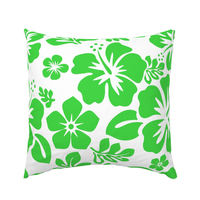 Lime Green Hawaiian Flowers on White Euro Pillow Sham – Extremely Stoked® Eco Beach Luxe Collection