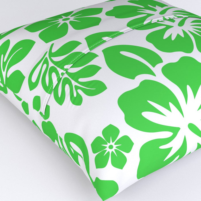 Lime Green Hawaiian Flowers on White Euro Pillow Sham – Extremely Stoked® Eco Beach Luxe Collection