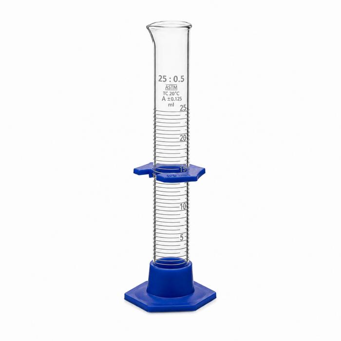 Measuring Cylinder Borosilicate Glass With Detachable Plastic Base Protection Collar ASTM Class A