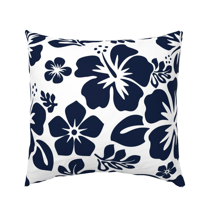 Navy Blue Hawaiian Flowers on White Euro Pillow Sham – Extremely Stoked® Eco Beach Luxe Collection