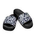 Navy Blue Hawaiian Flowers Women’s Slides | Extremely Stoked® Surf-Style Sandals