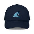 Navy Blue Organic Cotton Baseball Cap with Aqua Epic Wave Logo | Eco Surf Style Hat by Extremely Stoked®