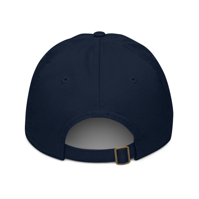 Navy Blue Organic Cotton Baseball Cap with Aqua Epic Wave Logo | Eco Surf Style Hat by Extremely Stoked®