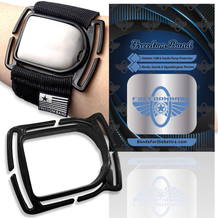 Omnipod 5 Dash & Eros : All-In-One Arm Leg Waist Protection : Case & 2" Wide Velcro® Band : Starter Kit freedom case Freedom Band Black Matte 6-30" Inches