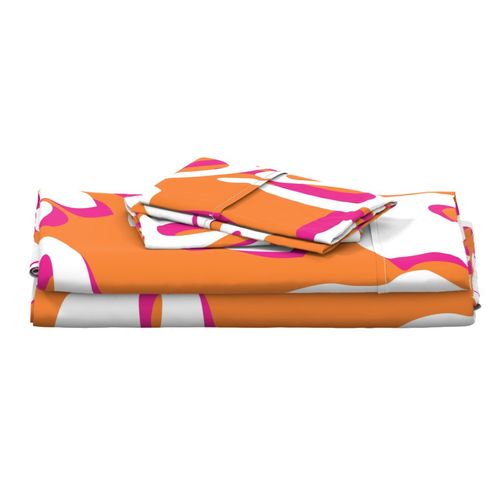 Juicy Orange, White and Surfer Girl Pink Hawaiian and Hibiscus Flowers Sheet Set