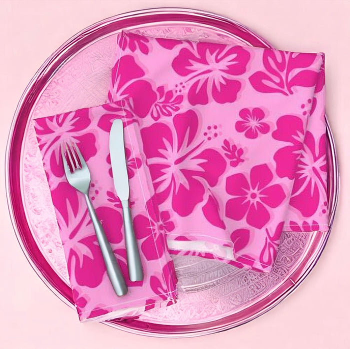 Hot and Soft Pinks Hawaiian Flowers Dinner Napkins - Extremely Stoked