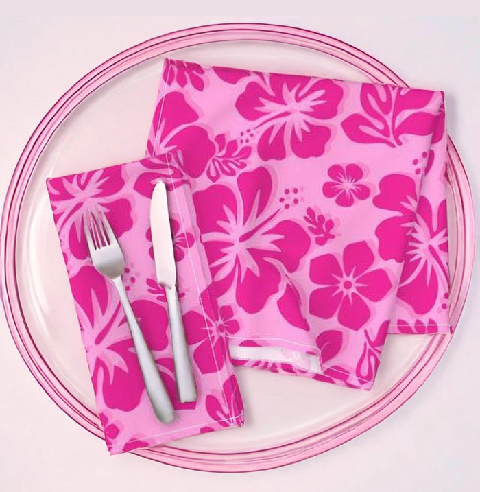 Hot and Soft Pinks Hawaiian Flowers Dinner Napkins - Extremely Stoked