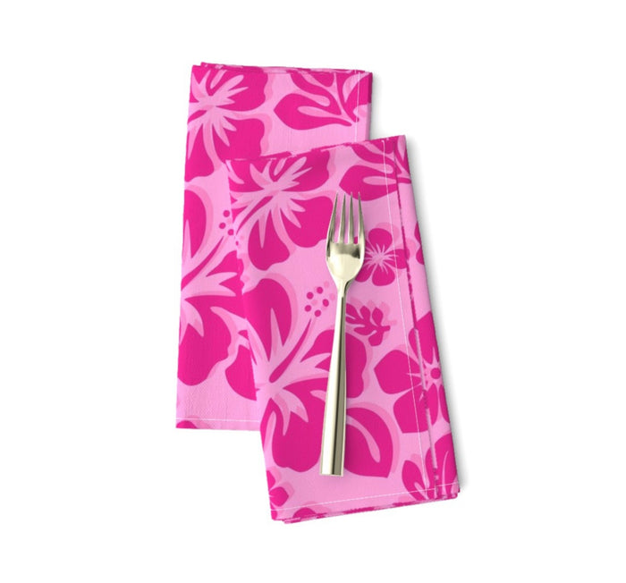 Hot and Soft Pinks Hawaiian Flowers Dinner Napkins - Extremely Stoked