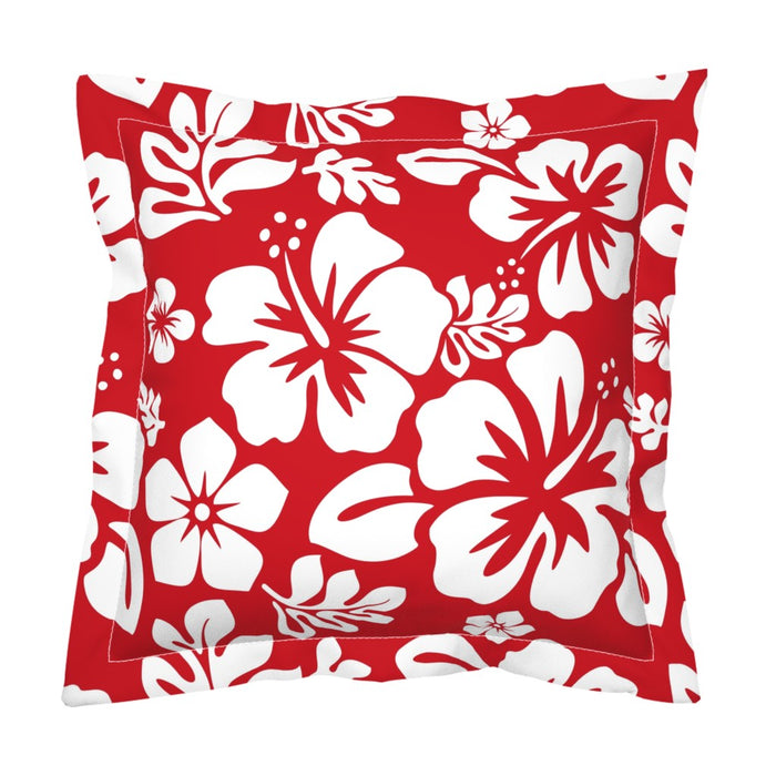 Red and White Hawaiian Flowers Euro Pillow Sham – Extremely Stoked® Eco Beach Luxe Collection