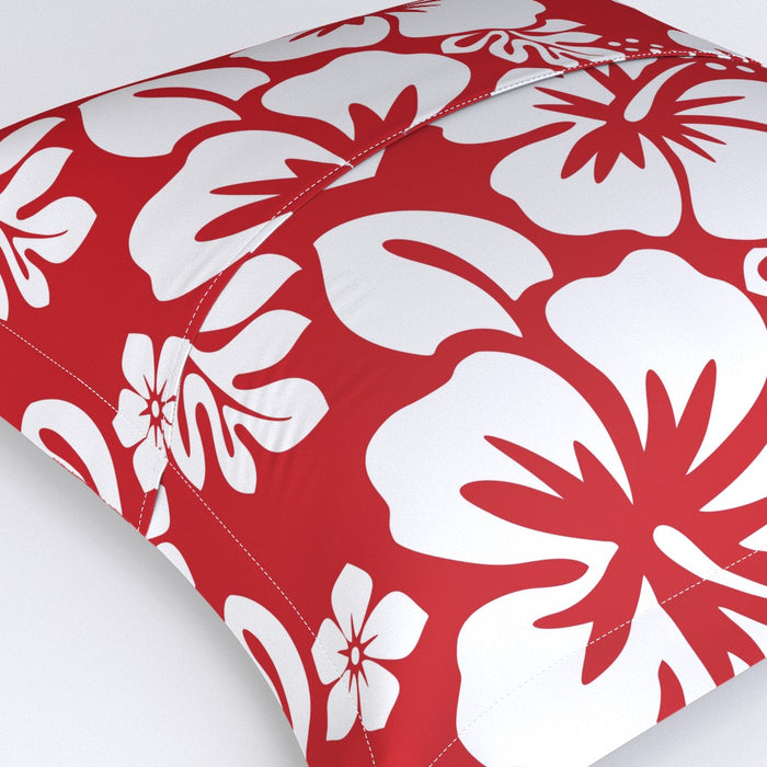 Red and White Hawaiian Flowers Euro Pillow Sham – Extremely Stoked® Eco Beach Luxe Collection