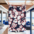 Red, White and Blue Hibiscus and Hawaiian Flowers Minky Throw Blanket - Extremely Stoked