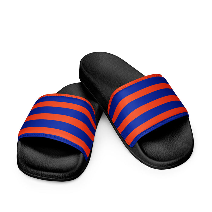 Royal Blue and Orange Beach Stripes Men’s Slides | Extremely Stoked® Surf-Style Sandals