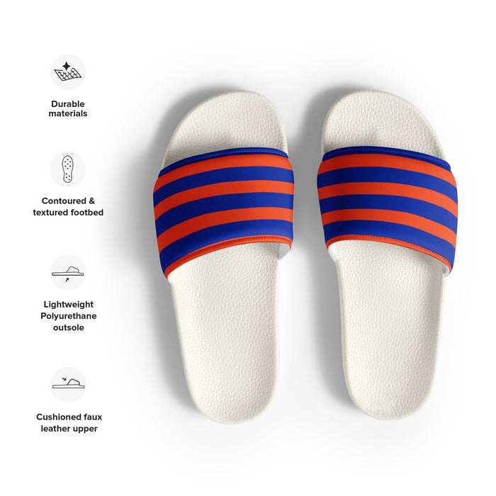 Royal Blue and Orange Beach Stripes Men’s Slides | Extremely Stoked® Surf-Style Sandals
