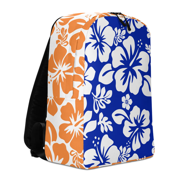 Royal Blue and Orange Hawaiian Print Backpack - Extremely Stoked