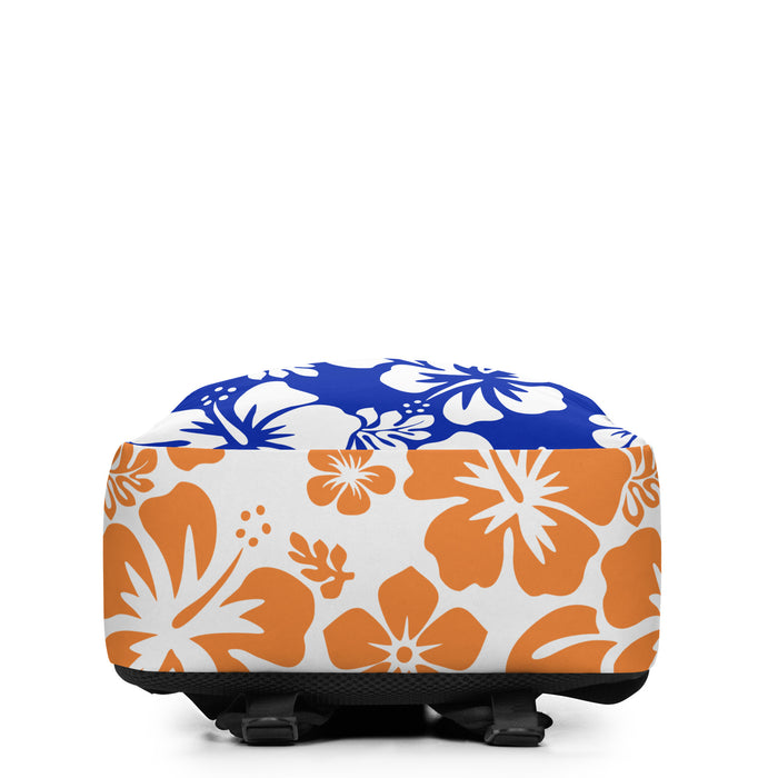 Royal Blue and Orange Hawaiian Print Backpack - Extremely Stoked
