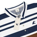 Slim Fit Men’s Classic Surf Stripes Polo Shirt – Navy Blue, Brown and White by Extremely Stoked®