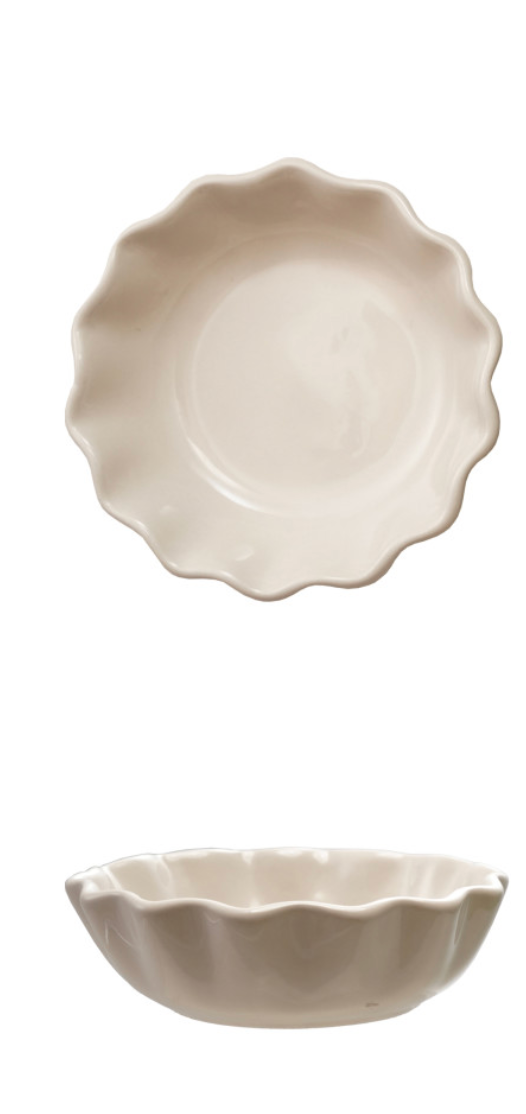 STONEWARE SCALLOPED BOWL - 3 COLORS