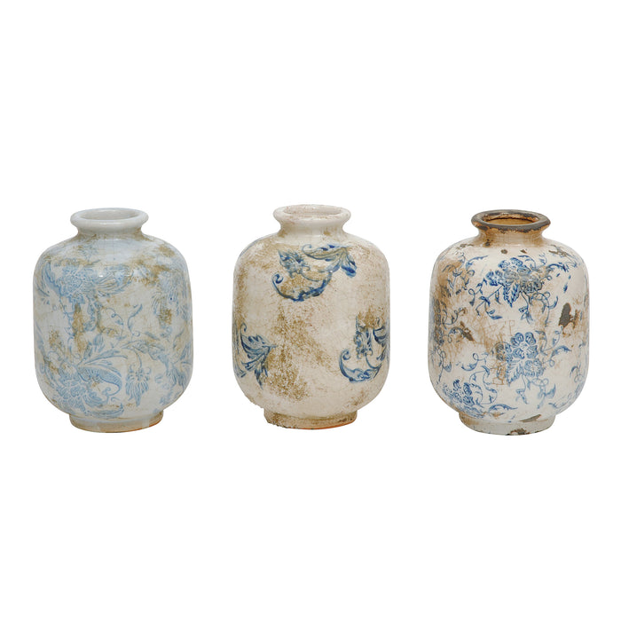 TERRA-COTTA VASE WITH PATTERN - 3 STYLES