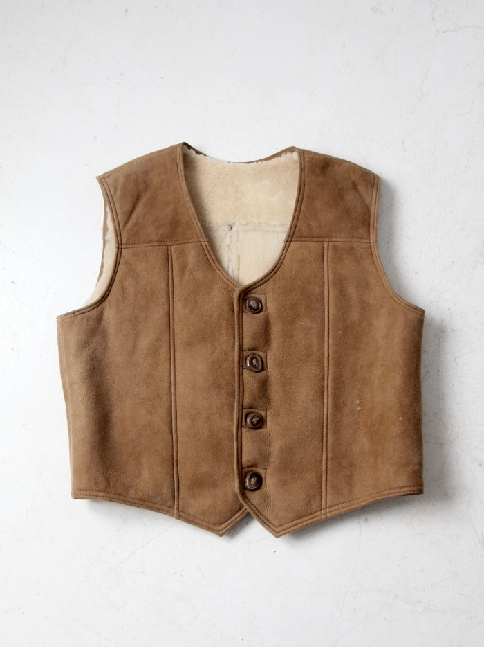 vintage suede vest with sherling lining