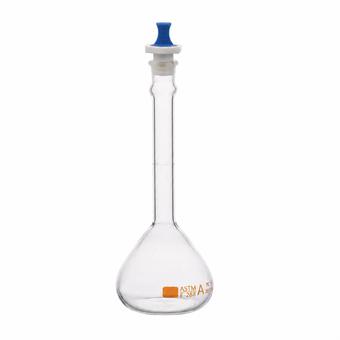 Volumetric Flask Wide Mouth Heavy Duty Borosilicate Glass With PP Stopper ASTM Class A