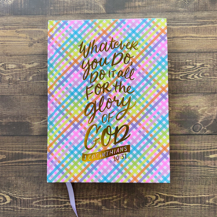 Whatever you do, do it all for the glory of God Gingham Notebook by Taylor Elliott Designs - Lyla's: Clothing & Gifts - Online and Rockwall Texas Boutique