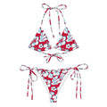White, Aqua Blue and Red Hawaiian Flowers String Bikini – Eco Swimwear by Extremely Stoked®