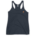 Women’s Navy Blue Racerback Tank Top with Orange Epic Wave Logo – Extremely Stoked® Athleisure