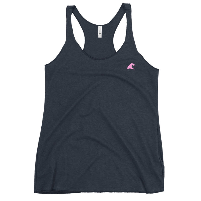 Women’s Navy Blue Racerback Tank Top with Pink Epic Wave Logo – Extremely Stoked® Athleisure