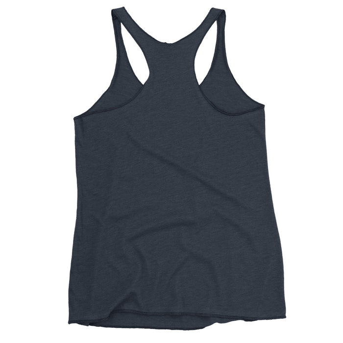 Women’s Navy Blue Racerback Tank Top with Yellow Epic Wave Logo – Extremely Stoked® Athleisure