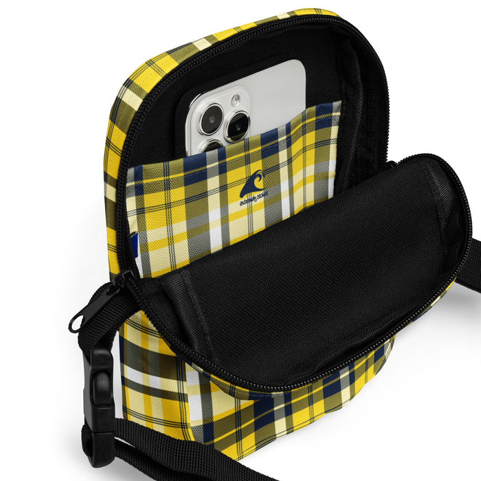 Yellow and Navy Blue Plaid Crossbody Bag - Beach & Surf Style by Extremely Stoked®