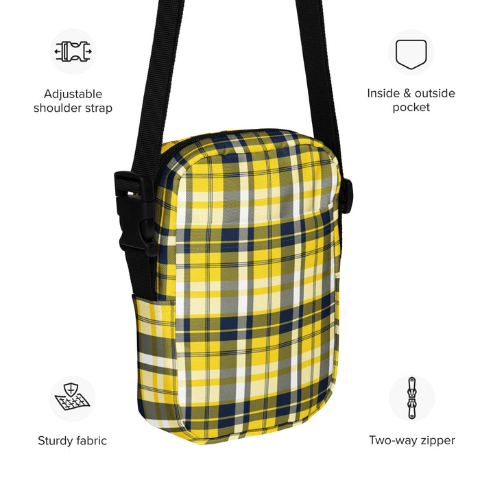 Yellow and Navy Blue Plaid Crossbody Bag - Beach & Surf Style by Extremely Stoked®