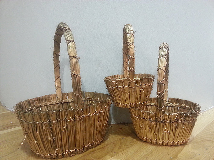 Oval Gold Twigs Baskets S/3